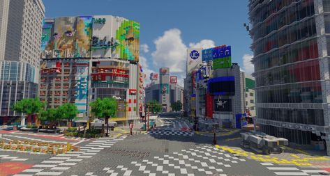 Minecraft Styles, Minecraft Cities, Minecraft Cyberpunk, Old Minecraft, Minecraft Modern City, Minecraft City Ideas, Minecraft Statues, Minecraft City Buildings, Japanese City