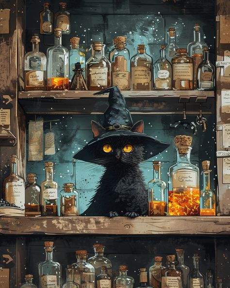 Witch Aesthetic Vintage, Witch Aesthetic Background, Witch Laboratory, Cute Witch Art, Witch Background, Laboratory Art, Witch Shelf, Witch Artwork, Magic Pictures