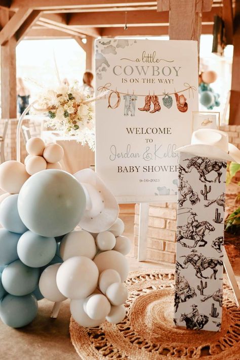 Cowboy Baby Shower Theme Boys, A Little Cowboy Is On The Way Baby Shower Ideas, Baby Boy Cowboy Shower Ideas, Country Theme Baby Shower Ideas, Country Baby Shower Theme, Cowboy Baby Shower Decorations, Western Theme Baby Shower Ideas Boys, Country Themed Baby Shower Ideas, Barn Themed Baby Shower Ideas