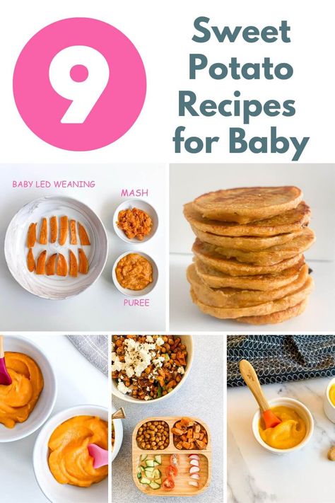 9 Great Baby Recipes with Sweet Potato - Creative Nourish Sweet Potato Recipes For 10 Month Old, Sweet Potato Recipe For Baby, Blw Sweet Potato Recipes, Sweet Potato Recipes Baby, Sweet Potato Toddler Recipes, Sweet Potato Recipes For Toddlers, Sweet Potato Pancakes For Baby, Sweet Potato For Baby, Sweet Potato Baby Food Recipe