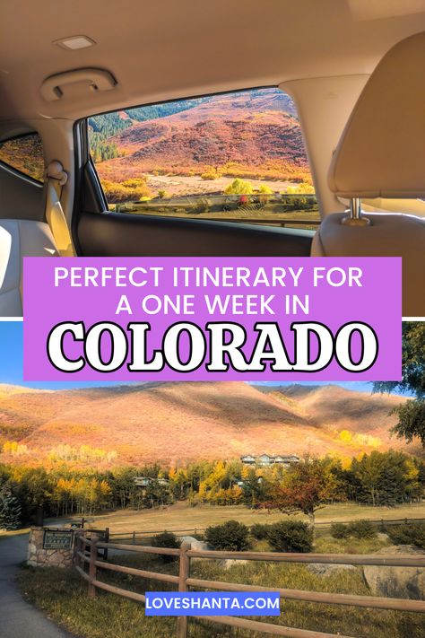 A Breathtaking One-Week Fall Getaway: Your Ultimate Travel Guide to Colorado — Love, Shanta Where To Go In Colorado, Colorado Road Trip Itinerary, Colorado Road Trip, Rocky Mountains Colorado, Road Trip To Colorado, Mountains Colorado, Colorado Fall, Red Rock Amphitheatre, Fall Getaways