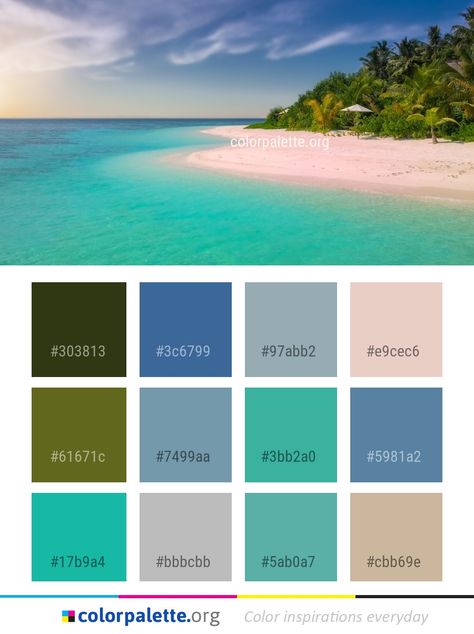 Caribbean Color Palette, Carribean House, Caribbean Colors, Beach Color Palettes, Coastal Paint Colors, Beach House Colors, Sunset Color Palette, Color Combinations Paint, Brand Palette