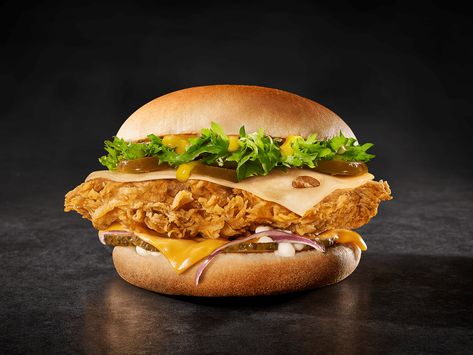 KFC Real Burger Jr. on Behance Kfc Burger, Real Burger, Fried Chicken Burger, Vegan Fast Food, Burger Restaurant, Food Menu Design, Wacom Tablet, Photography Product, Chicken Wraps