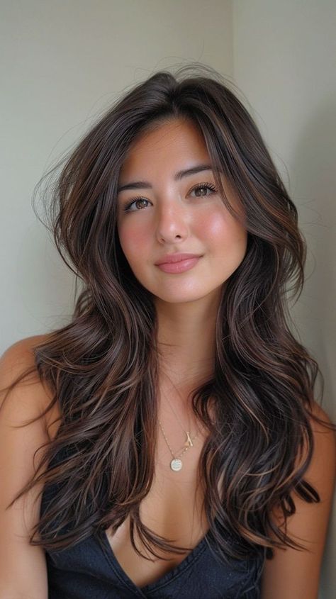 Indian Girl Haircut, Indian Girl Hair Color, Hair Highlights For Black Hair, Indian Hair Highlights, Asian Hair Dye, Deer Woman, Dark Brunette Balayage Hair, Indian Hair Cuts, Haircut Inspo