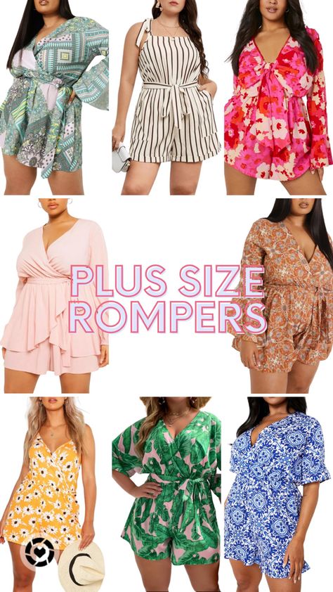 Plus Size Romper Outfit, Plus Size Outfits For Summer, Curvy Rompers, Plus Size Rompers, 2025 Style, Fashion Maternity, Summer Jumpsuit, Practical Fashion, Wrap Romper