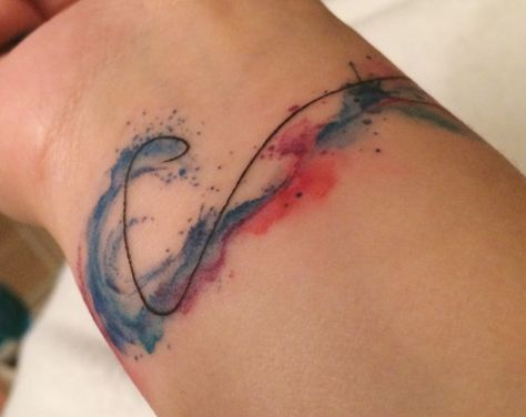 Watercolor Wrist Tattoo, Matching Sister Tattoos, Watercolor Wave, Wave Tattoo, Small Wrist Tattoos, Modern Tattoos, Waves Tattoo, Wrist Tattoo, Subtle Tattoos