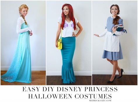 HOMEMADE HALLOWEEN: DIY DISNEY PRINCESS HALLOWEEN COSTUMES | Merrick's Art | Merrick's Art Diy Disney Princess Costume, Diy Disney Princess, Modest Halloween Costumes, Disney Princess Halloween Costumes, Adult Disney Costumes, Disney Princess Halloween, Disney Costumes Diy, Halloween Costumes Diy, Costumes For Adults