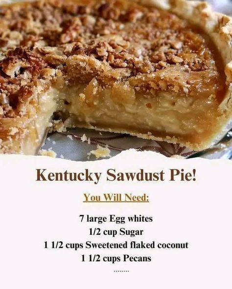 Sawdust Pie, Kentucky Chicken, Cooking With Nan, Slow Cooker Ideas, Farm Cooking, Grandma's Recipes, Southern Desserts, Coconut Pie, Pie Tops