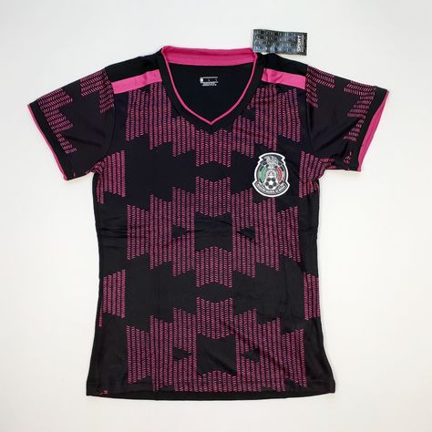 Women's Mexico Jersey Color: Black And Pinkg 100% Polyester Unbranded Jersey Mexico Soccer Jersey Outfit Women, Soccer Wishlist, Mexican Jersey, Jersey Shirt Outfit, Latina Clothes, Mexico Jersey, Mexico Soccer Jersey, Fire Shoes, Mexico Shirt