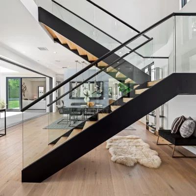 Virginia Contemporary - Contemporary - Staircase - DC Metro - by M.S. Vicas Interiors | Houzz Centre Staircase, Wood And Steel Staircase, Lj Smith Stair System, Ms Steel Staircase Design, Folded Steel Staircase, Contemporary Staircase, Dc Metro, Modern Properties, California Living