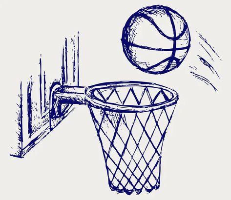 Basketball Hoop Drawing, Hoop Drawing, Basketball Doodle, Basketball Crafts, Basketball Board, Basketball Drawings, Cupcake Vector, Feather Vector, Cross Vector