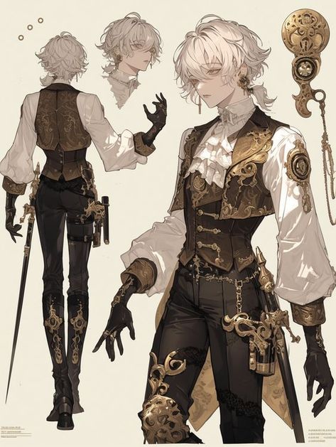 Outfit Ideas For Men Drawing, Headpiece Drawing Reference, Fantasy Steampunk Clothes, Pirate Clothing Drawing, Men Steampunk Outfit, Fantasy Fashion Drawing, Steampunk Design Character, Fantasy Clothing Drawing Outfit Ideas, Fantasy Clothing Art Reference