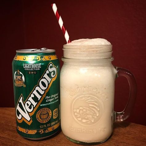 The "Boston Cooler" blends vanilla ice cream with Vernors ginger ale. Boston Cooler Recipe, Ginger Soda, Home Brewing Beer, Scotch Whiskey, Cream Soda, Ginger Ale, Vanilla Ice, Vanilla Ice Cream, Boston Red