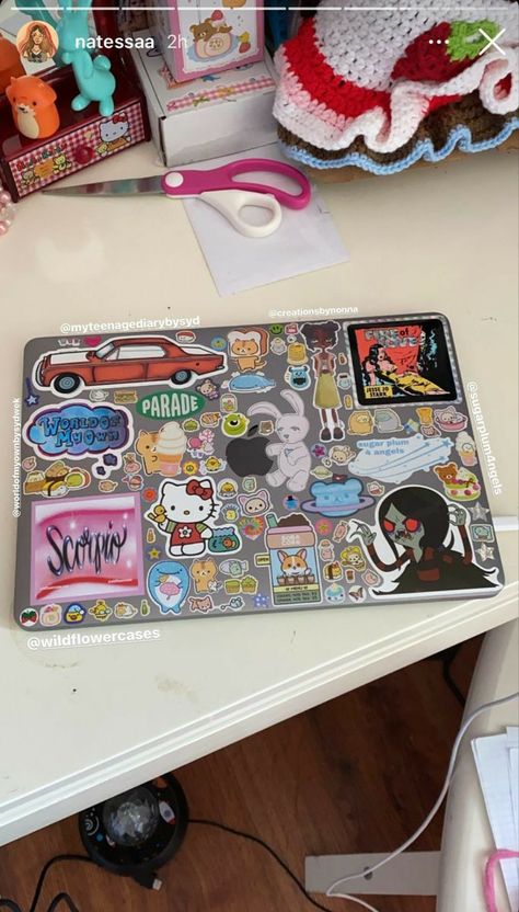 Clear Case With Stickers, Laptop Case Stickers, Computer Stickers, Laptop Decoration, Macbook Stickers, Computer Sticker, Stickers Aesthetic, Pretty Phone Cases, Pc Portable