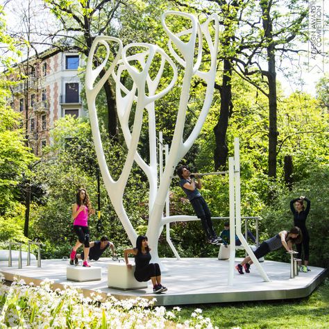 A' Design Award and Competition - Metalco Active MyEquilibria Outdoor Gym Fitness Center Design, Outdoor Gym Equipment, Public Playground, Outdoor Fitness Equipment, Public Realm, Outdoor Gym, Picnic Set, Gym Design, Street Furniture