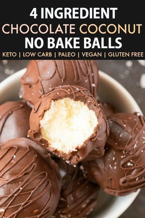 4-Ingredient Paleo Vegan Chocolate Coconut No Bake Balls (Keto, Low Carb, Sugar-Free)- an easy recipe for healthy chocolate coconut energy bites (bliss balls!)- A quick and easy protein-packed snack! #ketorecipe #energybites #energyballs #blissballs #paleorecipe #vegan #ketosisrecipe | Recipe on thebigmansworld.com No Bake Balls, Coconut Energy Bites, Microwave Caramels, Postres Keto, Ketosis Recipes, Dessert Truffles, Easy Protein, Coconut Balls, Postre Keto