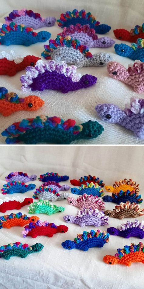 All In One DINOSAUR (Stegosaurus) Amigurumi Free Crochet Pattern Leftover Yarn Project, Dinosaur Stegosaurus, Yarn Projects Crochet, Crochet Dinosaur Patterns, Leftover Yarn, Crochet Dinosaur, Crochet Dragon, Crochet Animals Free Patterns, Crochet Amigurumi Free