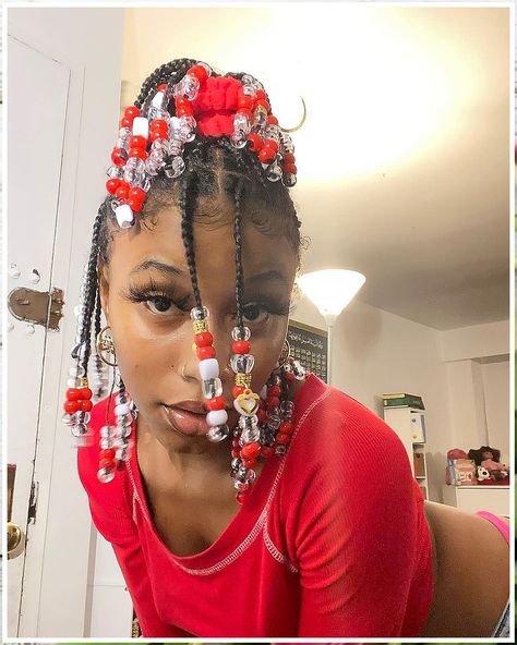 Winter Hair Braids - Like what you saw? Act and visit to find more. Make It TODAY! Y2k Braids With Beads, Natural Braids With Beads, Cute Box Braids Hairstyles, Braids With Beads, Girls Hairstyles Braids, Knotless Braids, Braided Hairstyles For Black Women, Hair Decorations, Hair Beads