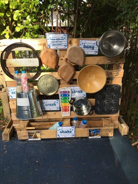 Outside Art Area Eyfs, Pallets Eyfs Ideas, Sen Outdoor Area, Literacy Outdoors Early Years, Outdoor Role Play Eyfs, Outdoor Writing Area Eyfs, Eyfs Setup, Outside Area Eyfs, Eyfs Outdoor Area On A Budget