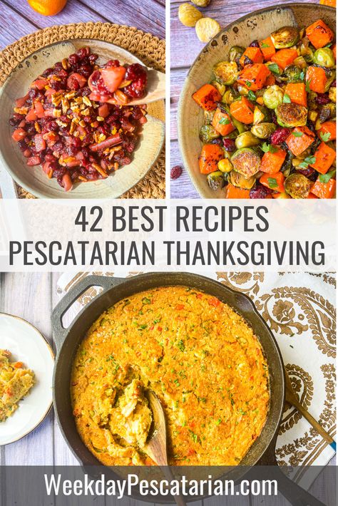 Thanksgiving Pescatarian Recipes, Pescatarian Potluck Recipes, Pescatarian Fall Recipes, Fish Thanksgiving Recipes, Pescatarian Dinner Party, Pescatarian Christmas Recipes, Pescatarian Appetizers Parties, Pescatarian Thanksgiving Recipes, Thanksgiving Pescatarian