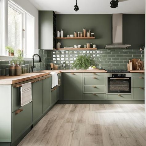 Green Olive Kitchen, Kitchen Colour Palettes, Olive Kitchen Cabinets, Pistachio Kitchen, Kitchen Green Cabinets, Olive Kitchen, Green Kitchens, Kitchen Color Palettes, Kitchen Green