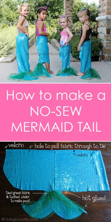 How to Make a No Sew Mermaid Tails for a Mermaid Party. Easy DIY idea for party favors and Little Mermaid girls. Living Locurto craft tutorial. Diy Mermaid Tail, Halloween Party Craft, Girls Mermaid Tail, Mermaid Crafts, Mermaid Diy, Mermaid Parties, Little Mermaid Birthday, Mermaid Tails, Diy Spring