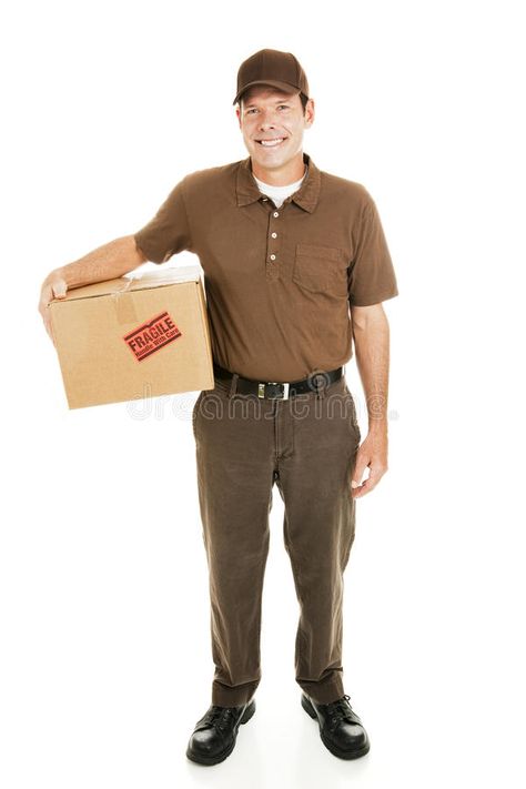 Delivery Man Full Body. Full body isolated view of a handsome delivery man with #Sponsored , #SPONSORED, #Advertisement, #Full, #Delivery, #body, #Body Man Full Body, Logos Ideas, Delivery Man, Full Body, Stock Images, Technology, Logos