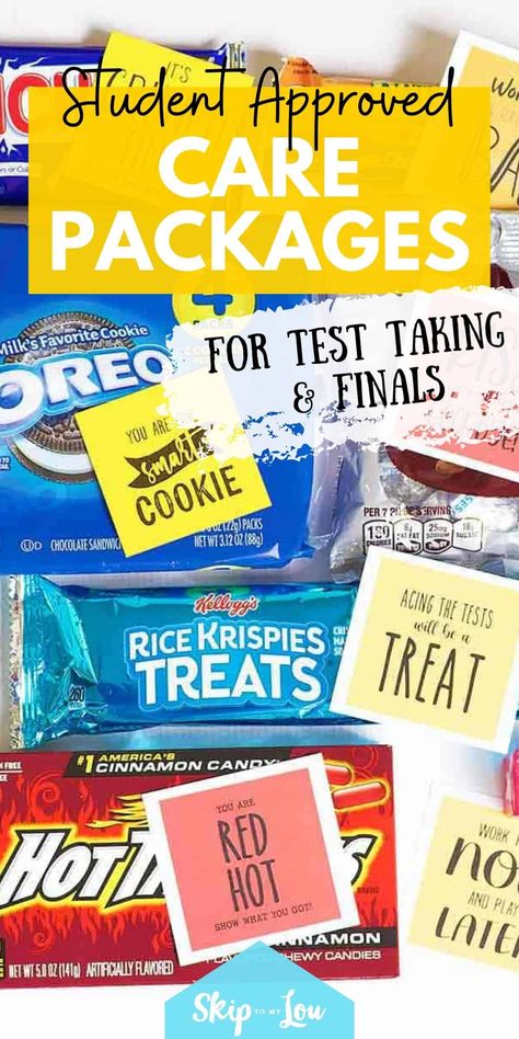 student care packages PIN Exam Care Package Ideas Student, Exam Care Package Ideas, Exam Care Package, College Finals Care Package, Finals Week Care Package, Finals Care Package, Candy Notes, College Finals, Care Package Ideas