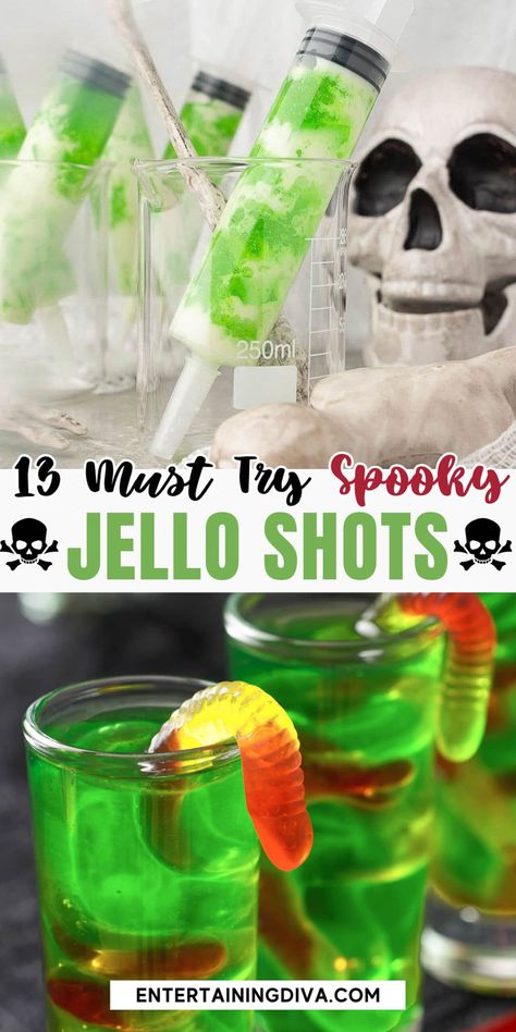 Fireball Jello Shots Halloween, Gummy Worm Jello Shots, Jameson Jello Shots, Hello Shots Halloween, Halloween Jelly Shots, How To Make Jello Shots With Vodka, Jell-o Shots Halloween, Halloween Hello Shots, Halloween Jello Shooters