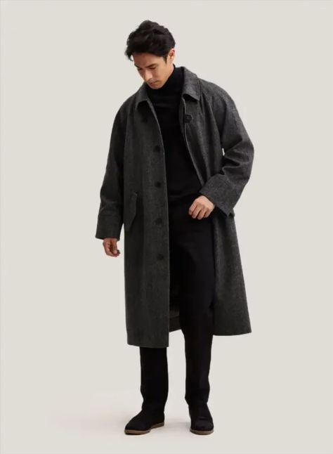 Men Coat Outfit, Man's Overcoat, Long Coat Men, Black Overcoat, Mens Wool Coats, Overcoat Men, Mens Overcoat, Trench Coat Outfit, Black Wool Coat