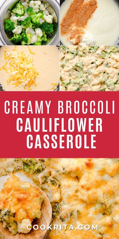 Broccoli Cauliflower Bake, Cheesy Broccoli Cauliflower, Cauliflower Cheese Casserole, Easy Cheesy Broccoli, Easy Cheesy Cauliflower, Casserole With Broccoli, Cheesy Cauliflower Casserole, Cauliflower Baked, Broccoli Cauliflower Casserole