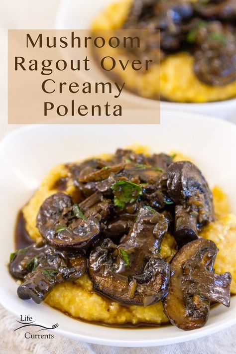 Mushroom Ragout, Vegetarian Main Dish, Mushroom Stew, Entertaining Food, Polenta Recipes, Creamy Polenta, Vegetarian Main Dishes, Hearty Dinner, Favorite Comfort Food