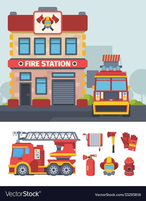 Fire Station Cartoon, Cartoon Fire, Station Map, Fire Vector, Fire Image, Map Background, Protective Gloves, Fire Station, Cartoon Images