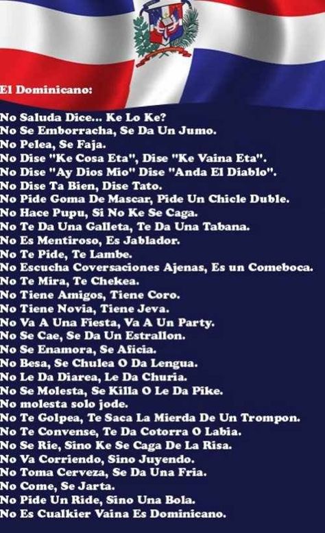 Dominican Slang Words, Dominican Sayings, Dominican Quotes, Dominican Memes, Dominican Spanish, Dominicans Be Like, Spanish Slang, Spanish Words For Beginners, Basic Spanish Words