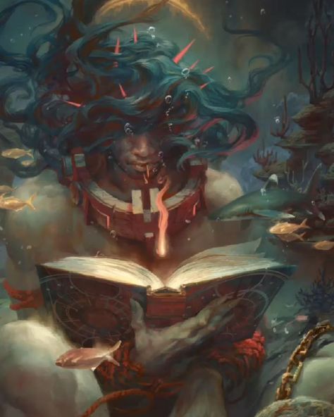 “Rahab, Keeper of Faith" 📿🦑by Peter Mohrbacher, Magic the Gathering artist Underwater Illustration, Monster Manual, Peter Mohrbacher, Illustration Photoshop, 다크 판타지, Main Game, Arte Fantasy, 판타지 아트, Fantasy Inspiration