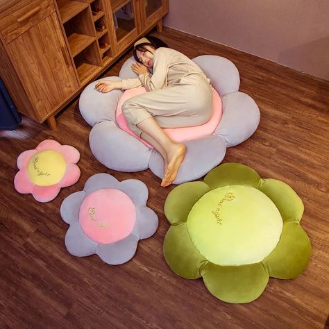 Tatami Chair, Seat Pillow, Pillow Chair, Soft Floor, Floral Cushion Covers, Soft Flooring, Rectangle Pillow, Floral Cushions, Kawaii Plushies