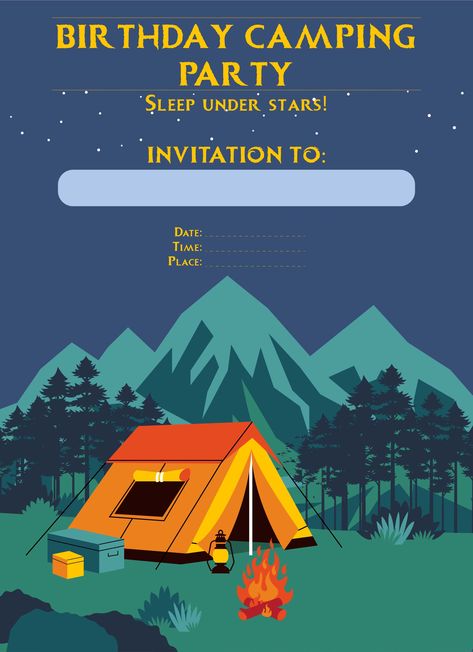 Camping Birthday Invites Free Printables, Camping Invitations Birthday, Kids Camping Birthday Party, Camping Wedding Invitations, Camping Birthday Party Invitations, Camping Party Invitations, Camping Birthday Invitations, Wedding Zazzle, Camping Invitations