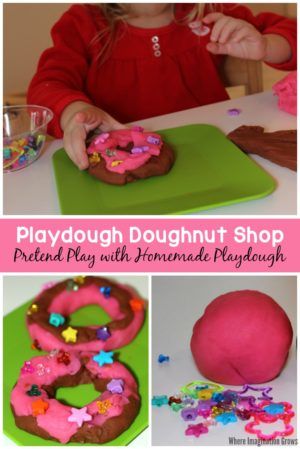 Doughnut shop pretend play for preschoolers with homemade playdough! Play For Preschoolers, Donuts Shop, Laura Numeroff, Homemade Playdough Recipe, Doughnut Shop, Playdough Activities, Sensory Activities Toddlers, Awesome Crafts, Dramatic Play Centers