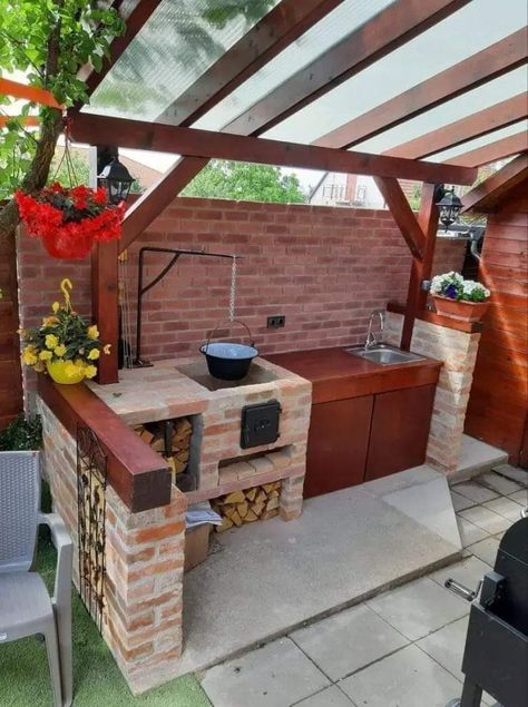 Outdoor Grill Diy, Outdoor Kitchen Decor, Outdoor Kitchen Plans, Diy Patio Decor, Outdoor Stove, Backyard Kitchen, Furniture Free, Casa Vintage, Apartment Patio Decor