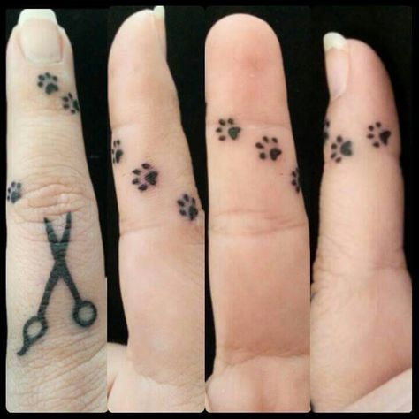 . Dog Grooming Tattoo, Dog Groomer Tattoo, Grooming Tattoo, Shears Tattoo, Grooming Salons, Peach Tattoo, Dogs Tattoo, Dog Paw Tattoo, Tattoo Dog