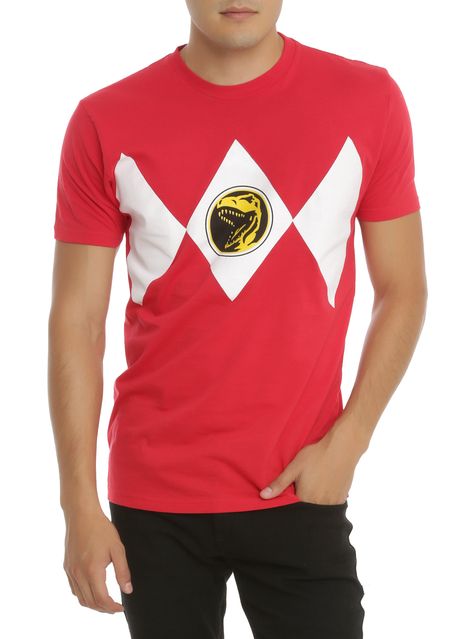 It's Morphin time! Suit up as the Red Ranger with this red T-shirt from <I>Mighty Morphin Power Rangers</I>. Super Hero Costume Ideas, Sebastian Costume, Us Rangers, Power Ranger Shirt, Power Rangers Red Ranger, Power Rangers Shirt, Red Power Ranger, Power Rangers Party, Jason Lee Scott