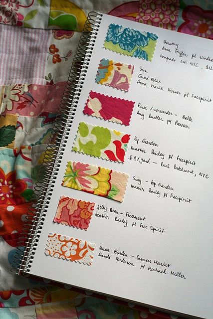 perhaps then i would know what fabric i have... Swatch Book Ideas Fabric, Fabric Swatch Book Ideas Fashion Design, Fabric Swatches Ideas, Swatch Book Ideas, Quilting Journal, Fabric Catalogue, Fabric Swatch Book, Watercolor Notebook, Fabric Organization