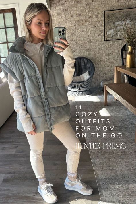 Cozy, easy outfits for mom on the go! I've rounded up some seriously cute looks that are perfect for all you busy moms out there. Whether you have to run errands or stay at home, these stylish matching sets and jumpsuits are a total game-changer. And let's not forget the finishing touch - trendy trucker hats from Premonition Goods that will take your casual look to the next level. So, dive into this blog post and tell me which is your fave mom outfit! Hunter Premo. Mom Outfits: Fall & Winter Playdate Outfit For Mom Winter, Casual Winter Mom Outfits, Mom Errands Outfit, Mum Casual Winter Outfits, Weekend Sports Mom Outfits Summer, Casual Mom Fall Outfits 2024, Weekend Mom Outfit Winter, Mom Volunteer Outfit, Winter Stay At Home Mom Outfits