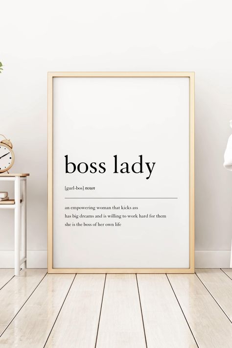 frame Decorate your girlie bedroom with girl boss printable wall art and boss babe quotes like this! Feminine Bedroom Decor, Wall Prints Quotes, Art Hallway, Decor Paintings, Printing Store, Boss Babe Quotes, Hallway Wall, Babe Quotes, Girl Bedroom Designs