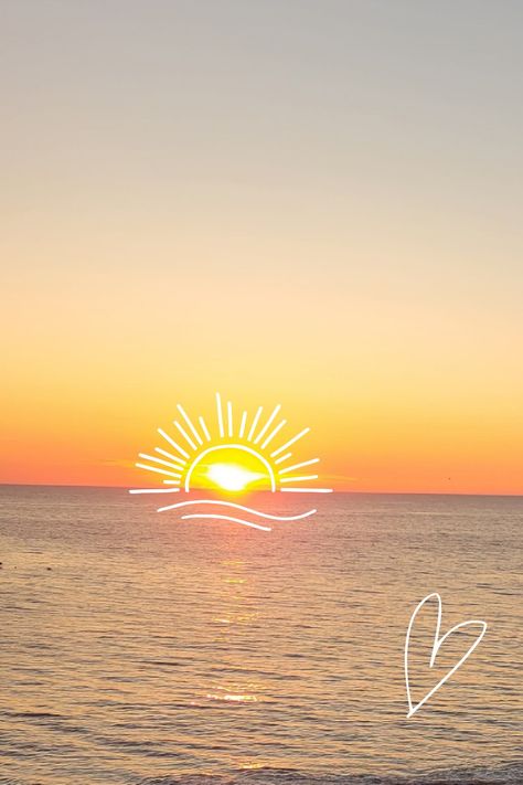 Coucher de soleil avec un cœur Soleil Aesthetic, Cute Summer Wallpapers, Story Insta, Sun Illustration, Aesthetic Minimalist, Pouring Art, Summer Wallpaper, Pretty Wallpapers Backgrounds, Beach Aesthetic