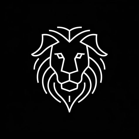 Minimalist white line lion head logo on black background. . #graphicdesign #logo #logodesigner #designs #icon #graphicdesigner #logodesigns Lion Icon, Logo Lion, Instagram Minimalist, Lion Head Logo, Black Lion, Lion Logo, Minimalist White, White Line, Lion Head