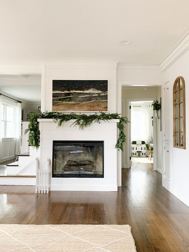 Fireplace Next To Hallway, Stand Alone Fireplaces Living Rooms, Fireplace Hallway, Most Realistic Electric Fireplaces, Revillusion Fireplace, Enclosed Fireplace, Entryway With Fireplace, Fireplace Between Doors, Sunroom With Electric Fireplace