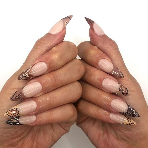 Victoria Houllis’s Instagram profile post: “🤎paisley tips🤎 #MHfrench #MHhandpainted #paisleynails” Paisley Nails, Nail Inspo, Paisley, Instagram Profile, Nails, Beauty, Instagram