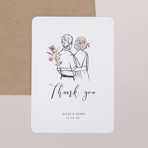 A large souvenir thank you card. The perfect way to thank your friends and family, and remind them of the special day you spent together. Can be personalised on both sides. - Flat portrait card with rounded corners (11.5 x 16.7cm), Matte paper with a silky-smooth finish (350gsm) Thanks Card Wedding, Souvenir Tags, Wedding Favor Gift Tags, Birthday Table Decorations, Unicorn Wall Art, Wedding Program Fans, Thank You Friend, Wedding Fans, Thanks Card