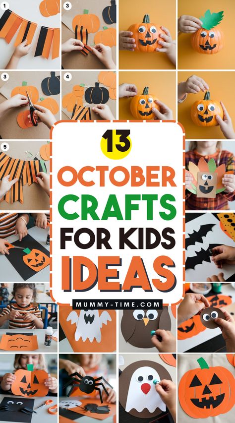 🎃 Discover fun and creative October crafts for kids with our exciting new ideas! From spooky decorations to festive fall projects, there’s something for every little artist. Get your supplies ready and let the crafting begin. Save this pin for a fun-filled October! 🍂✂️ October Ideas For Kids, Diy Halloween Crafts For Toddlers, Halloween Crafts For Kids Age 7, October Kids Crafts, October Crafts For Kids Elementary, Halloween Arts And Crafts For Kids Easy, October Arts And Crafts For Kids, Kids Halloween Decorations, Easy Halloween Crafts For Toddlers